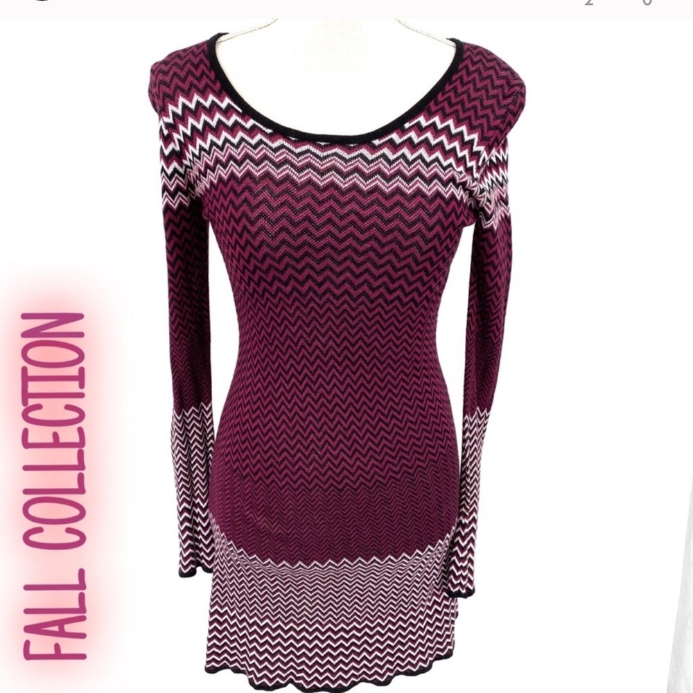 Charming Charlie Burgundy long sleeve sweater dress